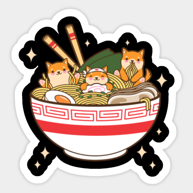 Kawaii Dogs Eating Ramen Noodles Japanese Food Anime Ramen Noodles Sticker TeePublic